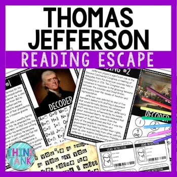 Thomas Jefferson Reading Comprehension and Puzzle Escape Room - US Presidents