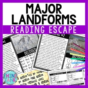 Landforms Reading Comprehension and Puzzle Escape Room