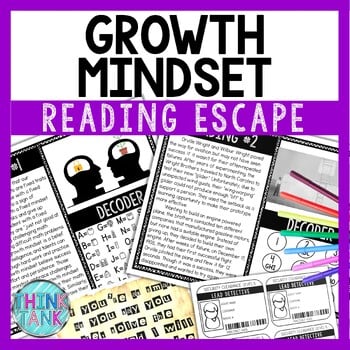 Growth Mindset Reading Comprehension and Puzzle Escape Room - Back to School