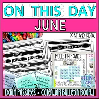 JUNE On This Day History Reading Passages and Bulletin Board - Nonfiction