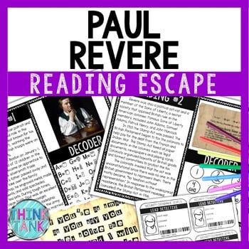 Paul Revere Reading Comprehension and Puzzle Escape Room - American Revolution