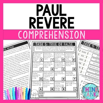 Paul Revere Comprehension Challenge - Close Reading - Revolutionary War
