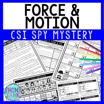 Force and Motion Reading Comprehension CSI Spy Mystery - Close Reading - Physics
