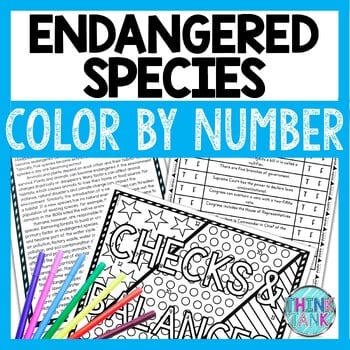 Endangered Species Color by Number, Reading Passage and Text Marking