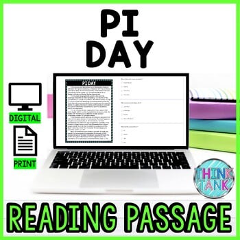 Pi Day DIGITAL Reading Passage & Questions Self Grading - March 14th