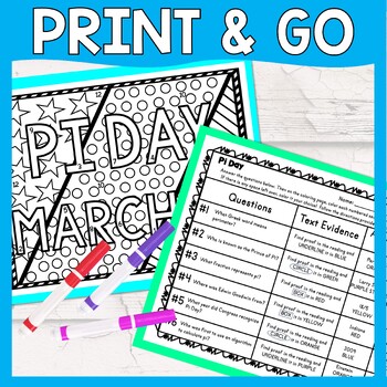Pi Day Color by Number, Reading Passage and Text Marking - March 14th - Image 3