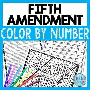 5th Amendment Color by Number, Reading Passage and Text Marking