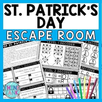 History of St. Patrick's Day Escape Room - Task Cards - Reading Comprehension