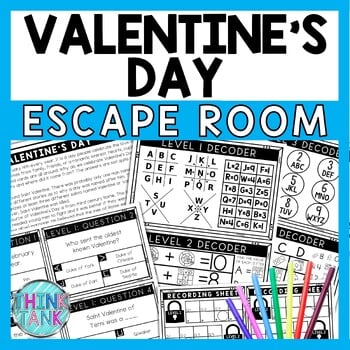 History of Valentine's Day Escape Room - Task Cards - Reading Comprehension