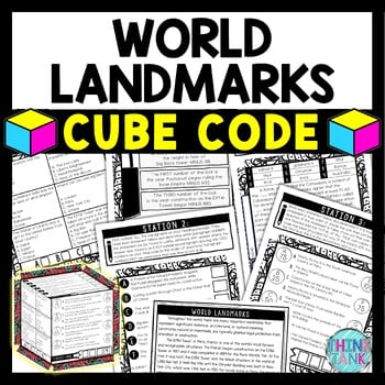 World Landmarks Cube Stations - Reading Comprehension Activity - Geography