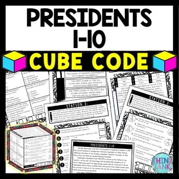 Presidents 1-10 Cube Stations - Reading Comprehension Activity - Presidents Day