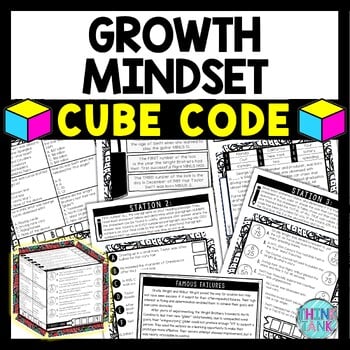 Growth Mindset Cube Stations - Reading Comprehension Activity - Famous Failures