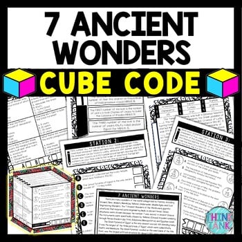 7 Ancient Wonders of the World Cube Stations - Reading Comprehension Activity