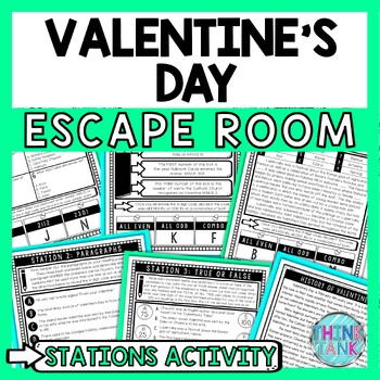 Valentine's Day Escape Room Stations - Reading Comprehension Activity