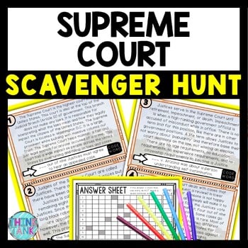 Supreme Court Scavenger Hunt Reading Comprehension Activity
