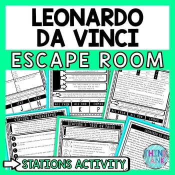 Leonardo da Vinci Escape Room Stations - Reading Comprehension Activity