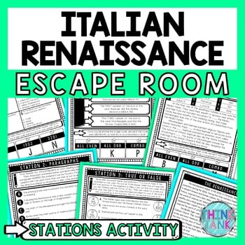 Italian Renaissance Escape Room Stations - Reading Comprehension Activity