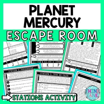 Mercury Escape Room Stations - Reading Comprehension Activity - Solar System