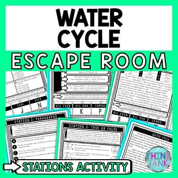 Water Cycle Escape Room Stations - Reading Comprehension Activity