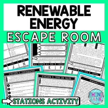 Renewable Energy Escape Room Stations - Reading Comprehension Activity