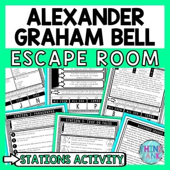 Alexander Graham Bell Escape Room Stations - Reading Comprehension Activity