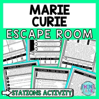 Marie Curie Escape Room Stations - Reading Comprehension Activity