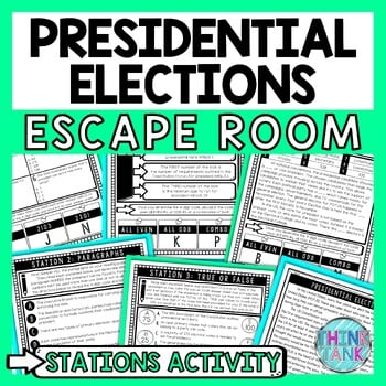 Presidential Elections Escape Room Stations - Reading Comprehension Activity