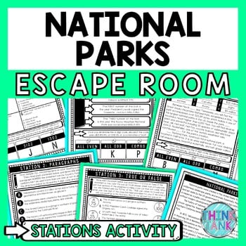 National Parks Escape Room Stations - Reading Comprehension Activity - Geography