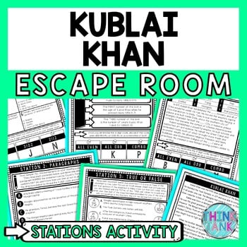 Kublai Khan Escape Room Stations - Reading Comprehension Activity Ancient China