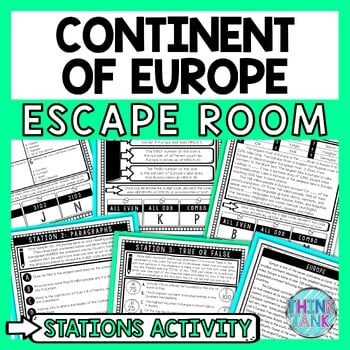Europe Escape Room Stations - Reading Comprehension Activity - World Geography