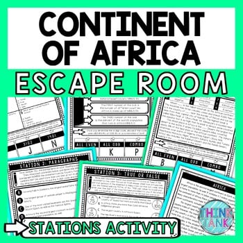 Africa Escape Room Stations - Reading Comprehension Activity - World Geography