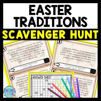 Easter Traditions Around the World Scavenger Hunt Reading Comprehension Activity