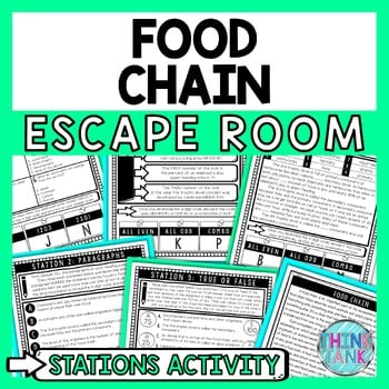 Food Chain Escape Room Stations - Reading Comprehension Activity