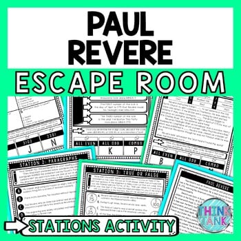 Paul Revere Escape Room Stations - Reading Comprehension Activity