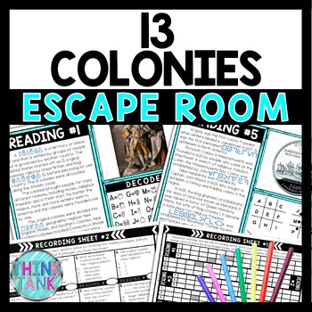 13 Colonies Escape Room Scavenger Hunt - Reading Comprehension