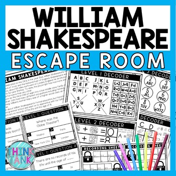 William Shakespeare Escape Room - Task Cards - Reading Comprehension