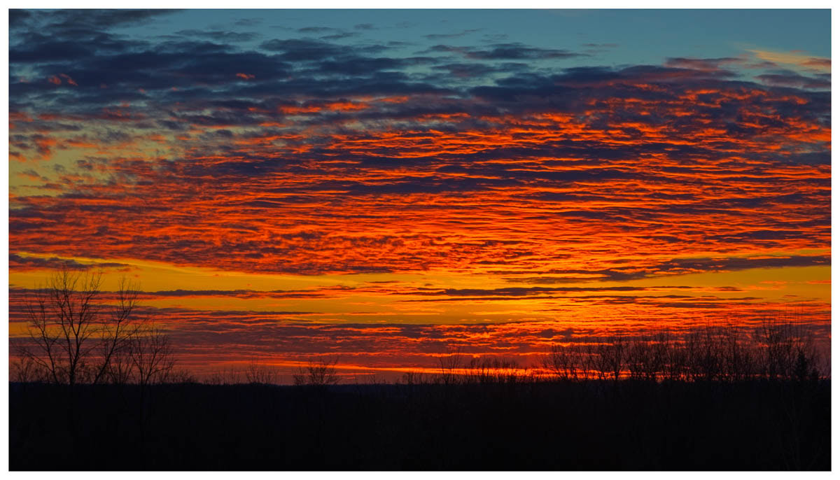 Amazing red sunset reflecting off the bottom of the clouds. The image was taken from Marcellus Golf Course.