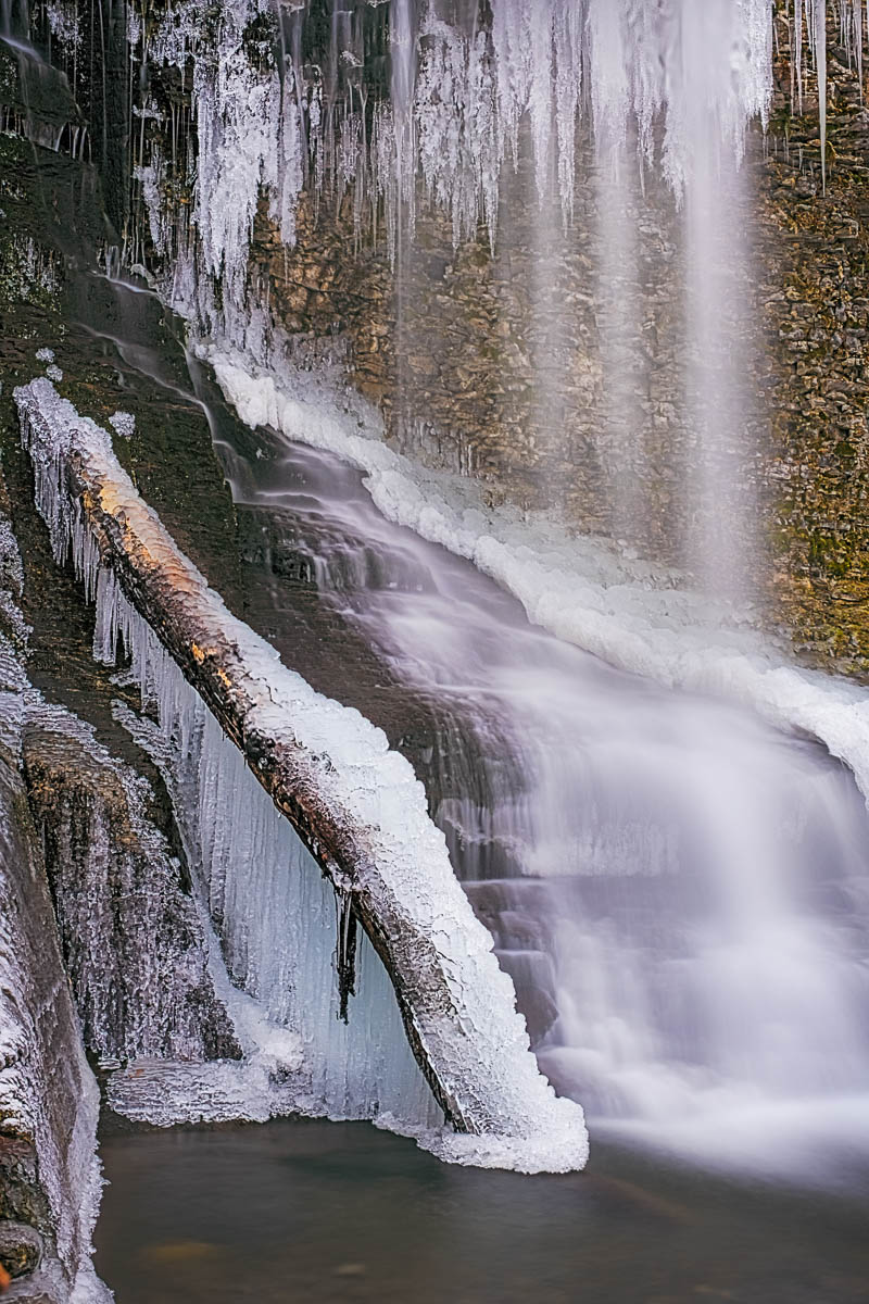 Bucktail Falls coated in ice.