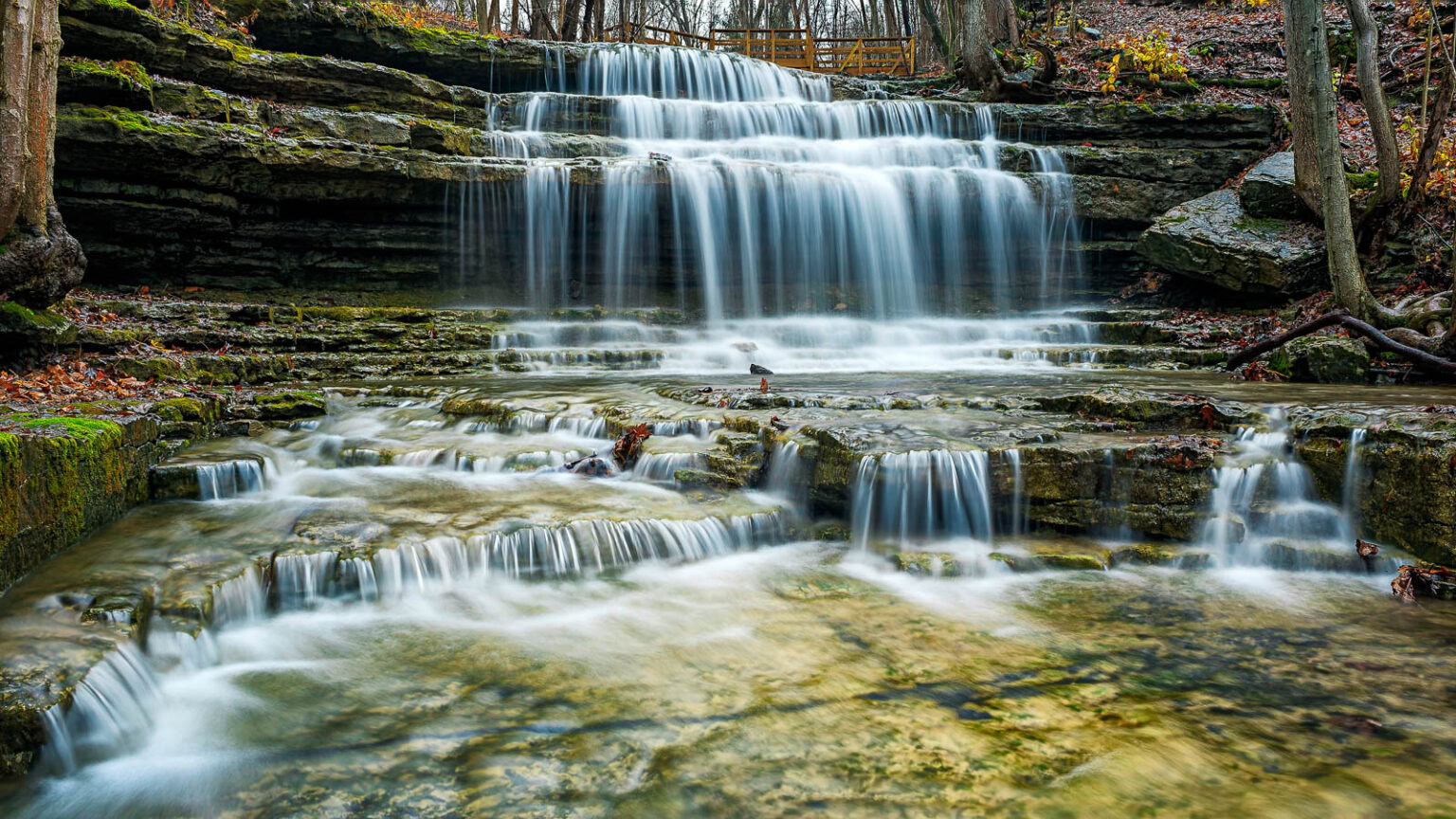 One of the upper falls at Three Falls Woods near Syracuse, New York.