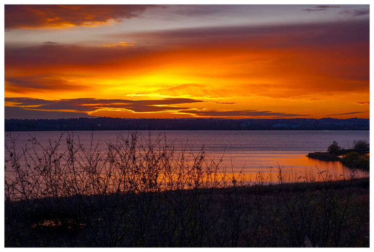 Sunrise over Onondaga Lake in Syracuse, New York in November.