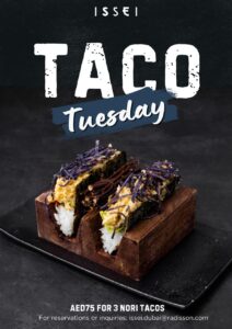 Nori Tacos served at Issei Dubai’s Taco Tuesday event
