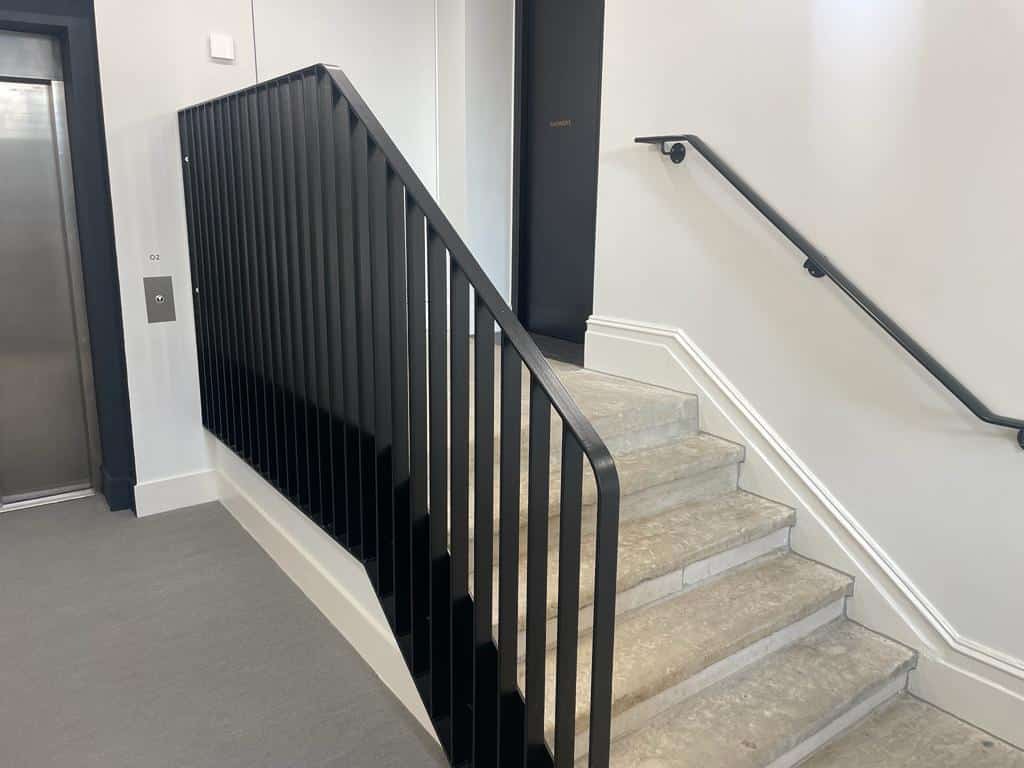 custom black metal interior steps