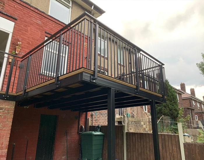 raised metal platform for decking from below