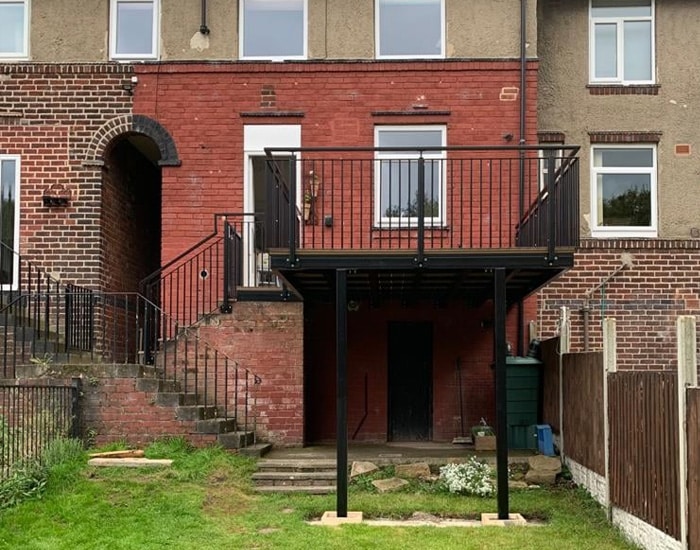 raised metal platform for decking from front