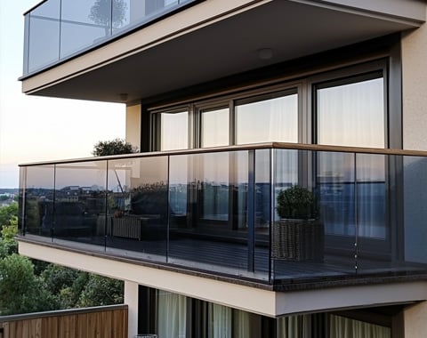 commercial flats with black tinted glass balconies