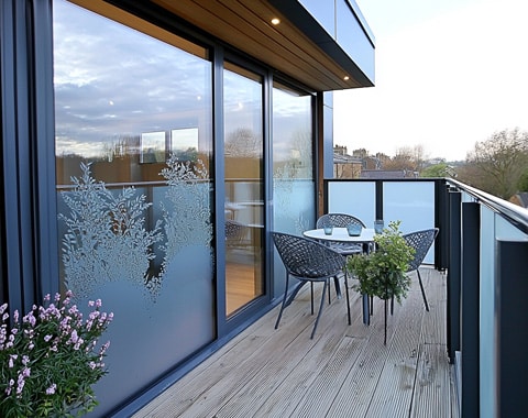 frosted glass balcony balustrade