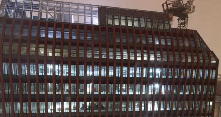 exterior view overhead structural steel chamberlain square