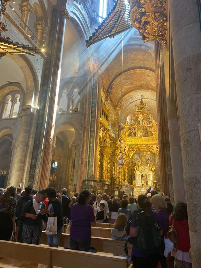 Inside the cathedral in Santiago de Compostela, Spain for pilgrim's Mass