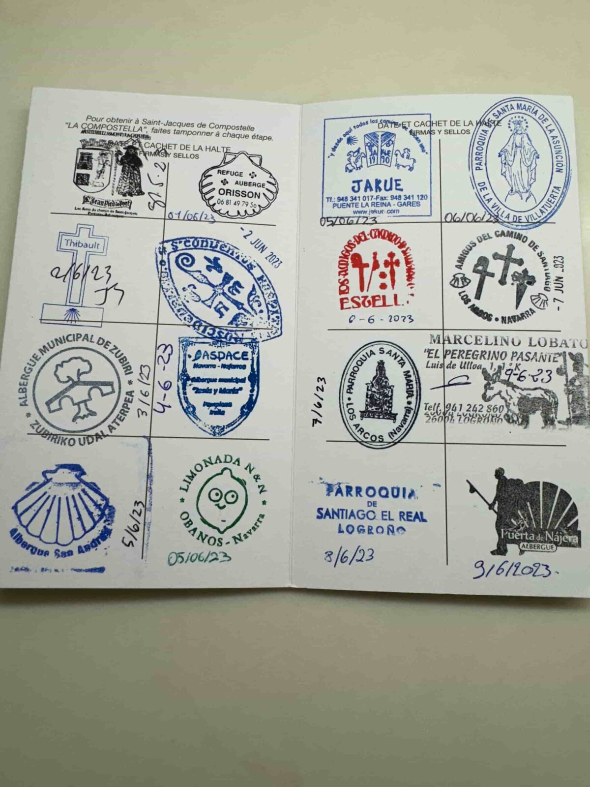 Most interior pages of the credencial include spaces for stamps
