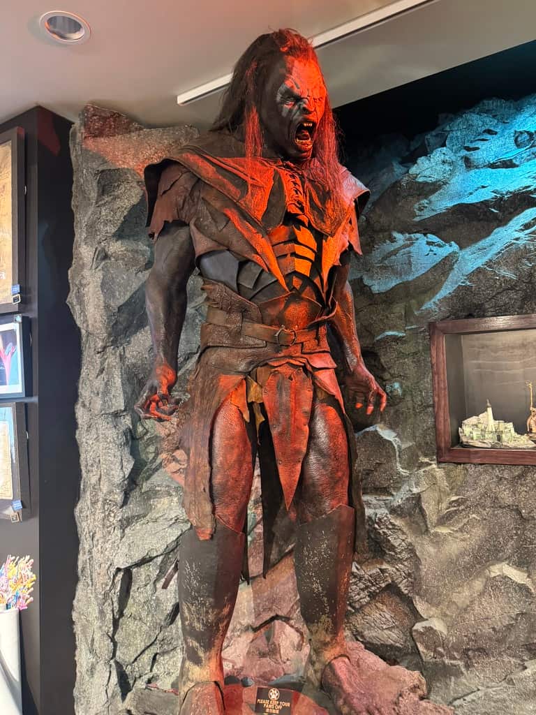 Uruk-Hai statue at the Wētā Cave at Wētā Workshop Unleashed in Auckland.